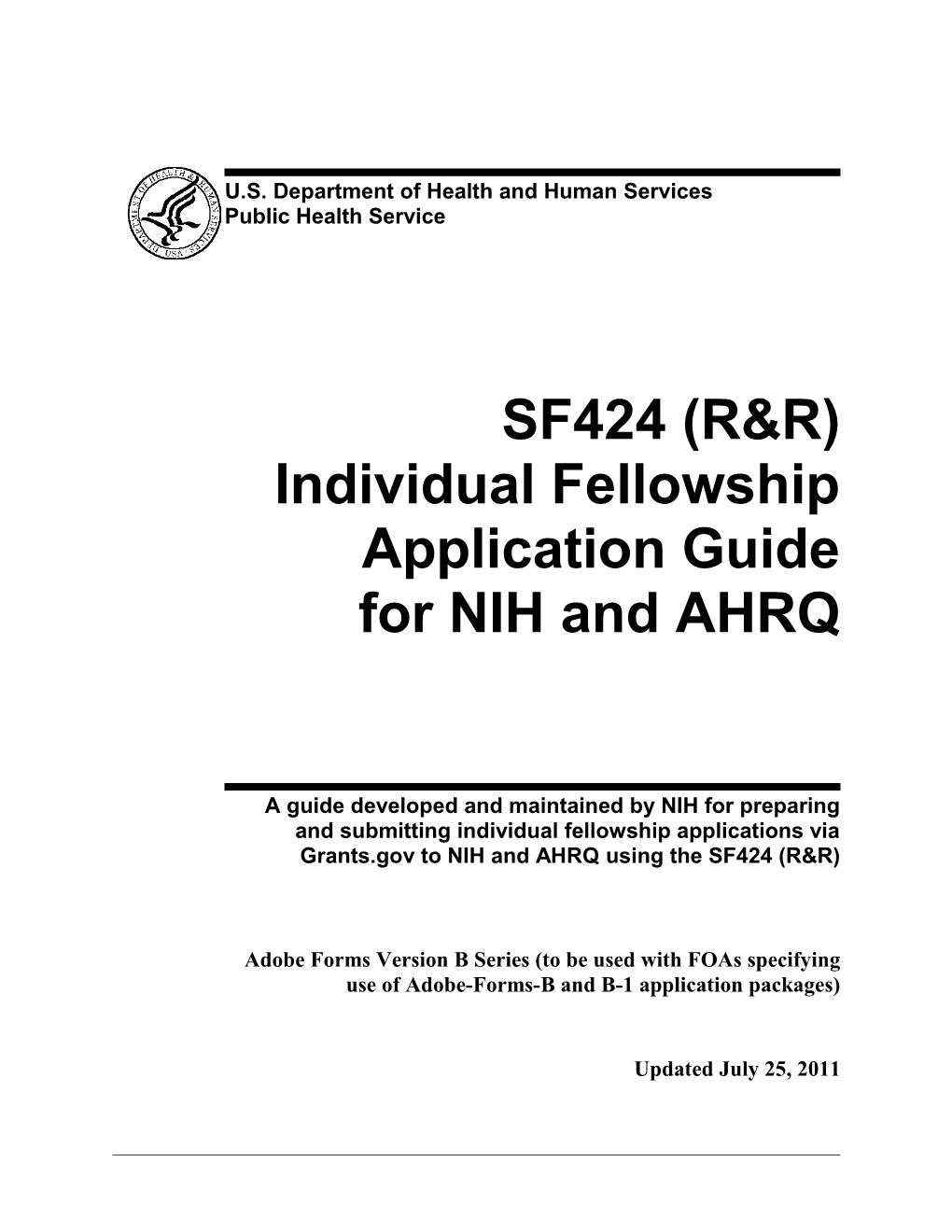 NIH SF424 R&R Individual Fellowship Application Guide
