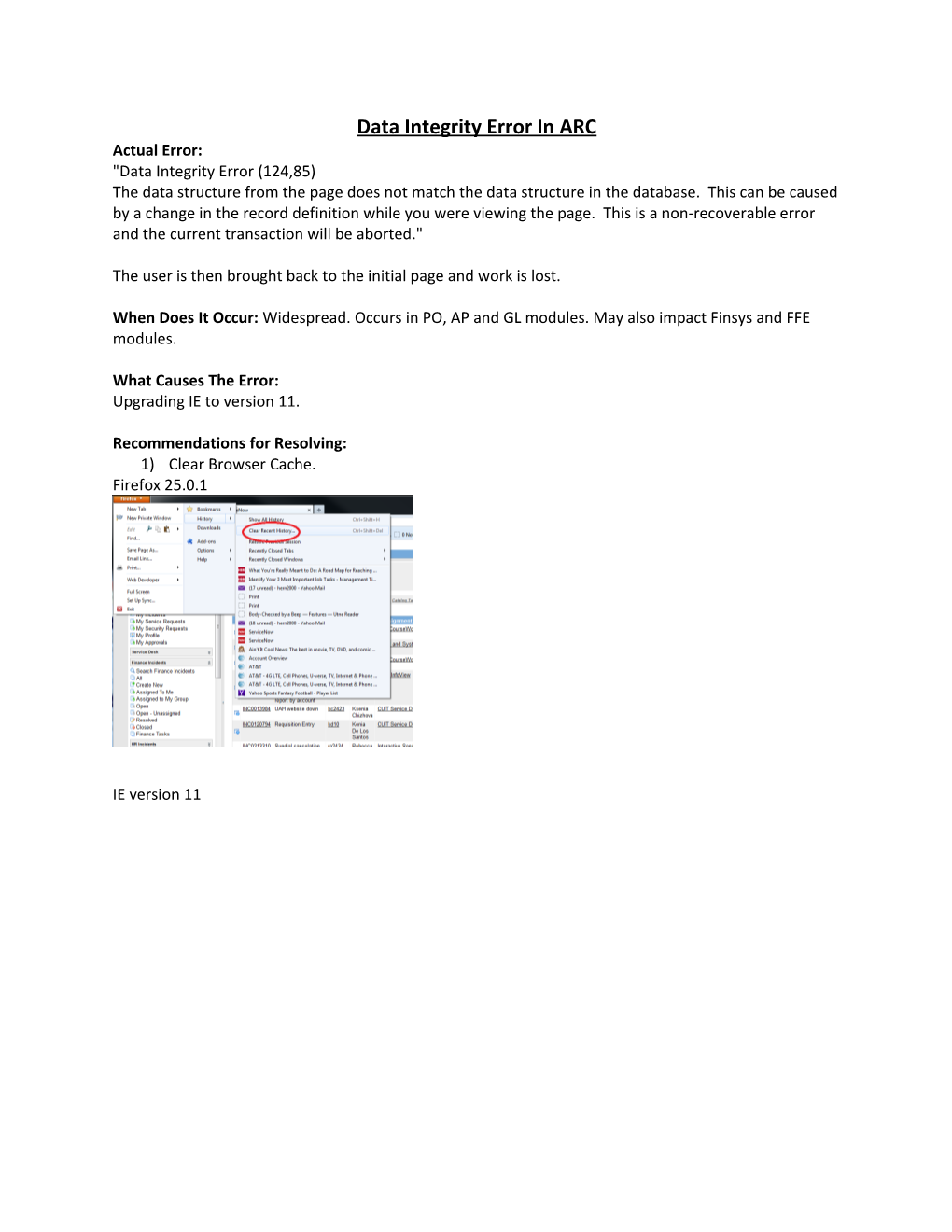 Data Integrity Error in ARC