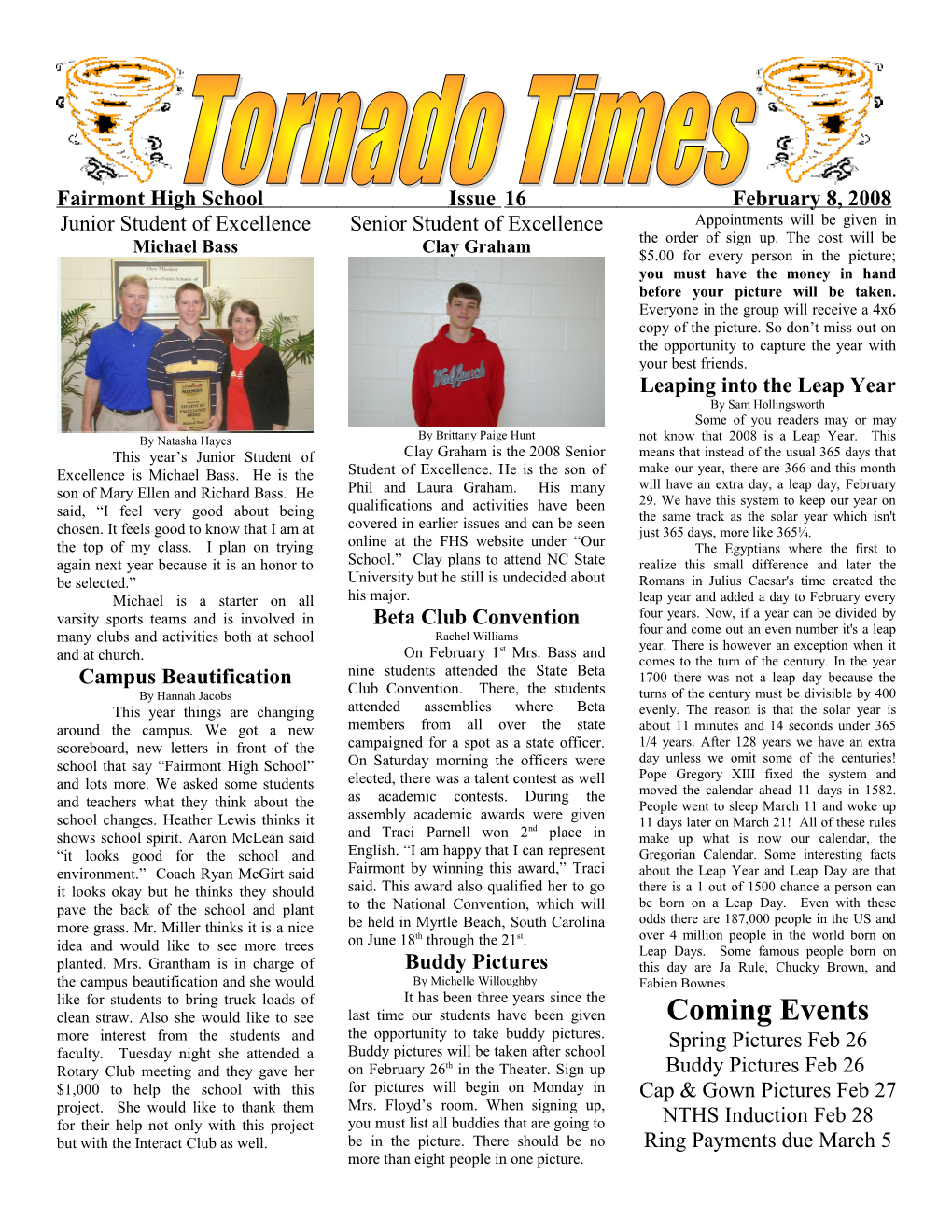 Fairmont High School Issue 16 February 8, 2008 s1