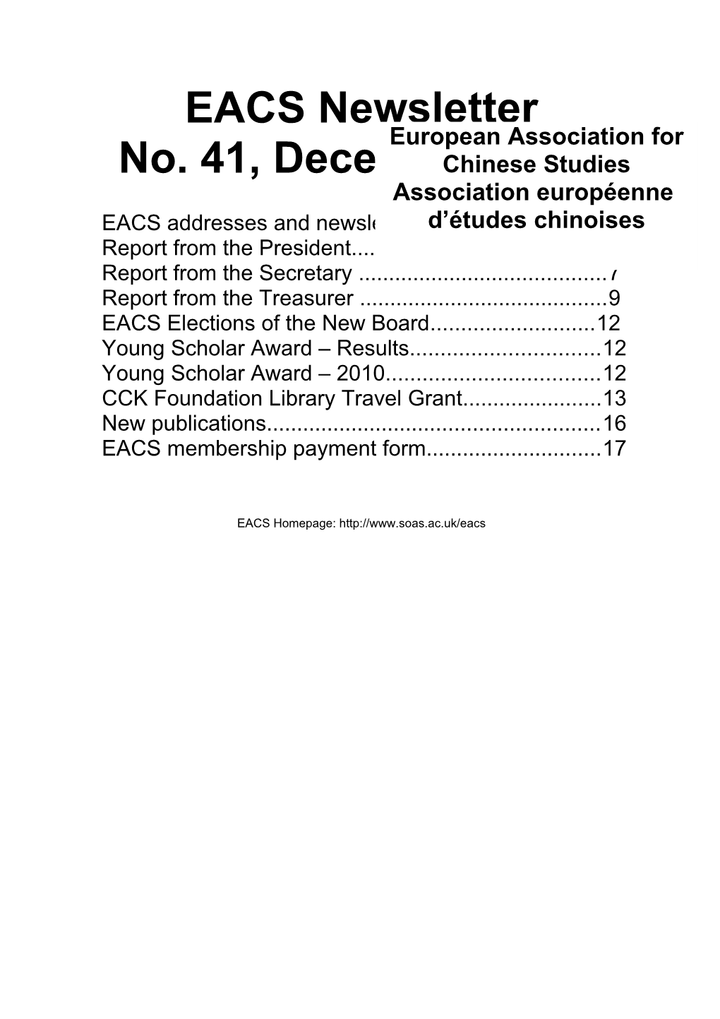 EACS Addresses and Newsletter 2