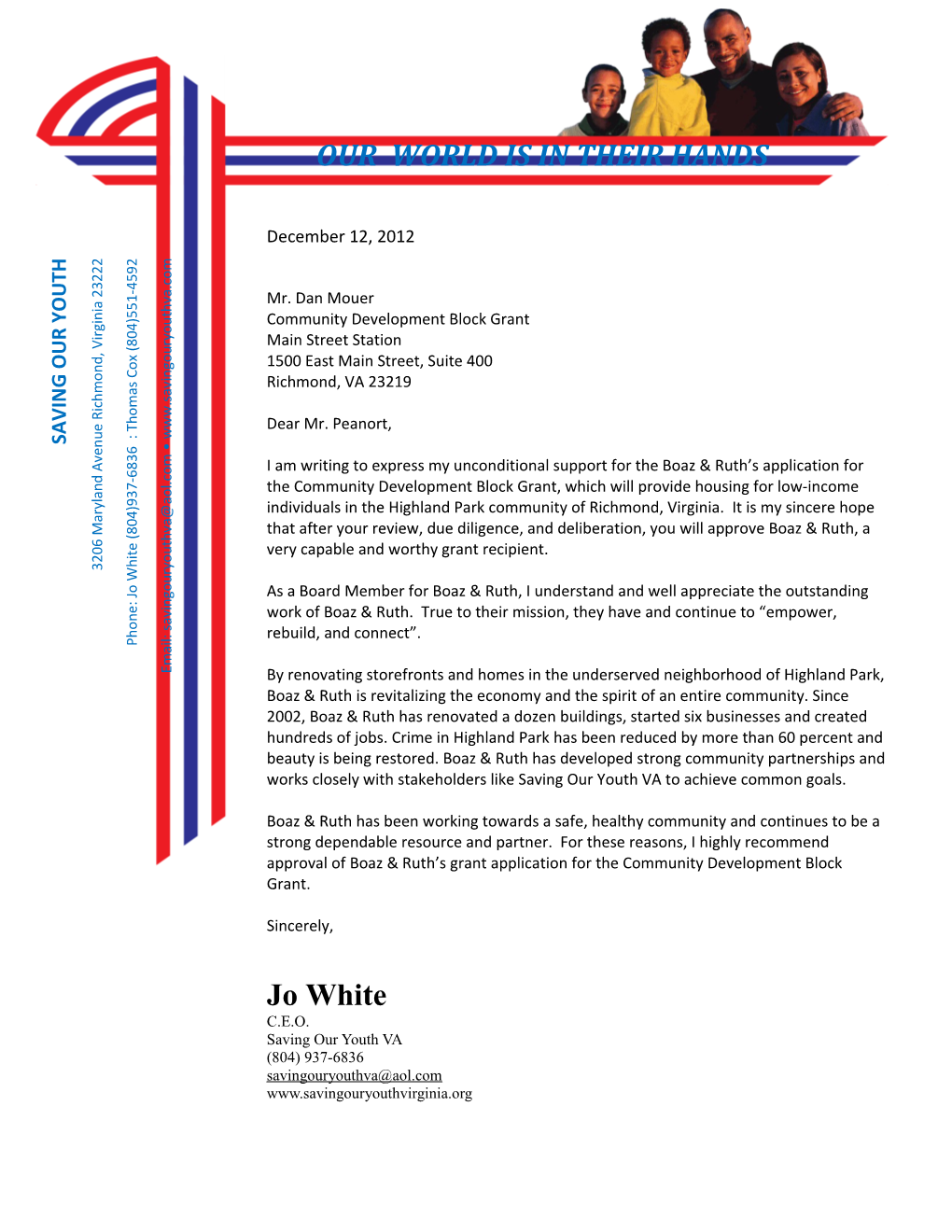 Awareness Red, White and Blue Ribbon Letterhead