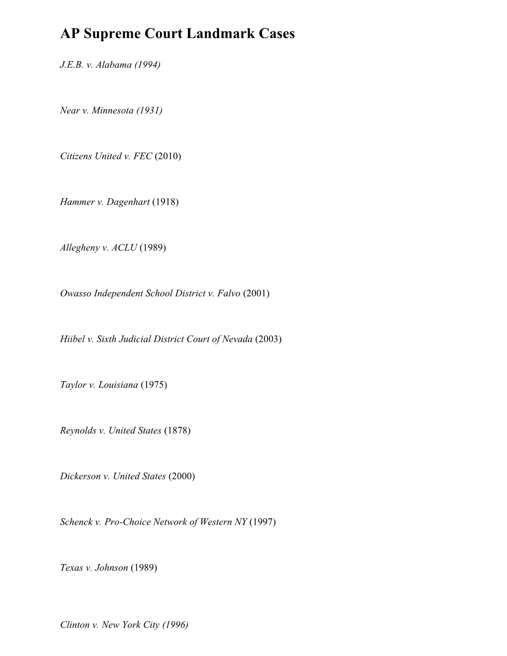 AP Supreme Court Landmark Cases