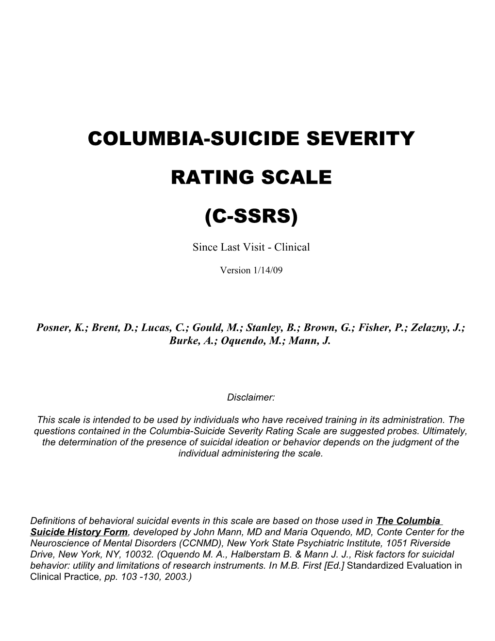 Columbia-Suicide Severity