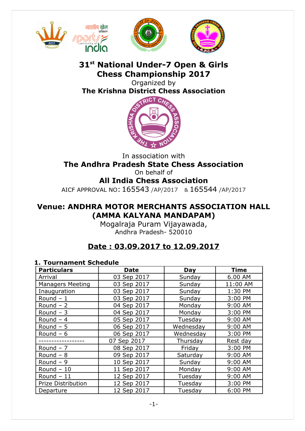 27Th National Under-13 OPEN & GIRLS CHESS CHAMPIONSHIP