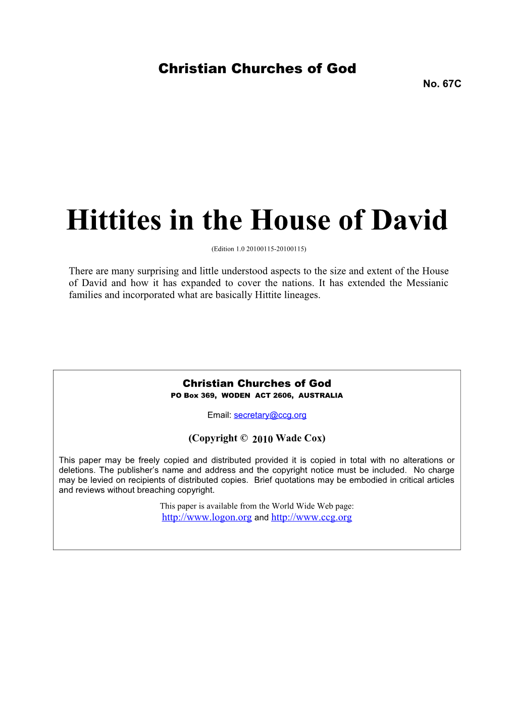 Hittites in the House of David (No. 67C)