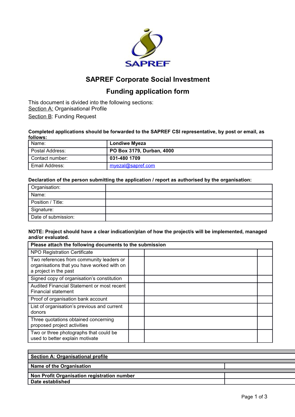SAPREF Corporate Social Investment