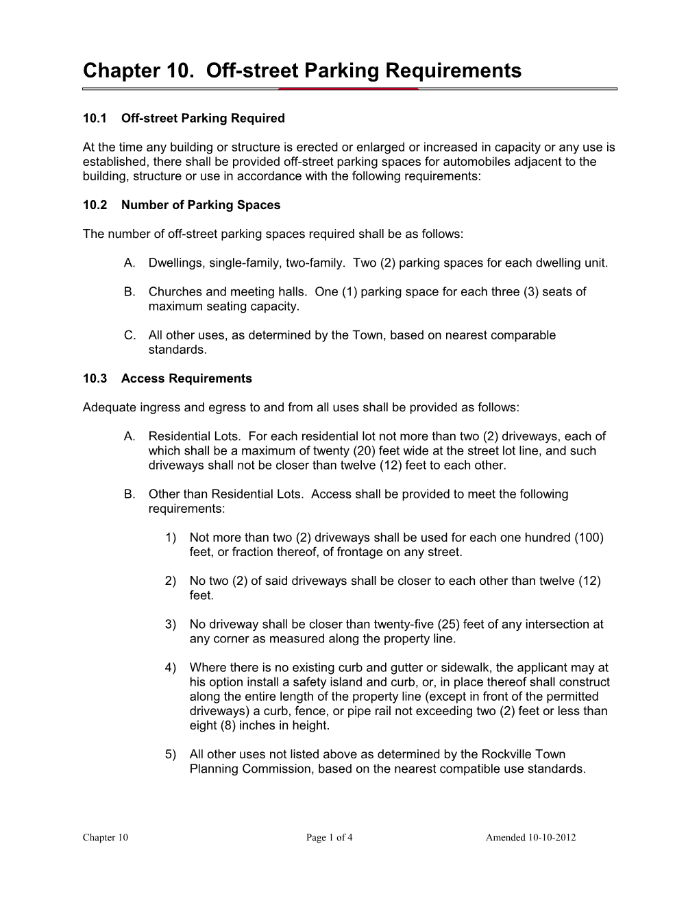 Chapter 10. Off-Street Parking Requirements