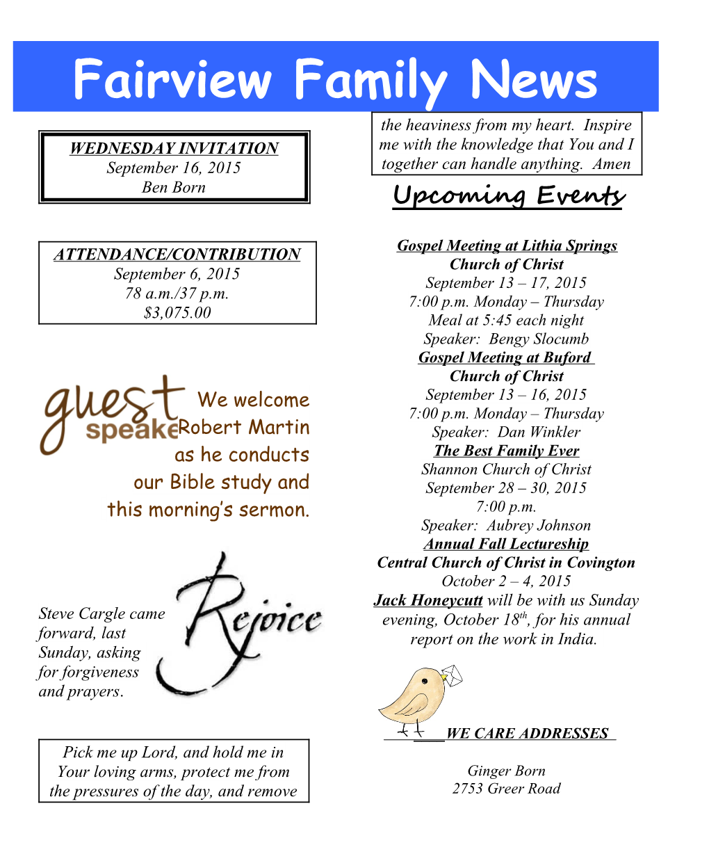 Fairview Family News
