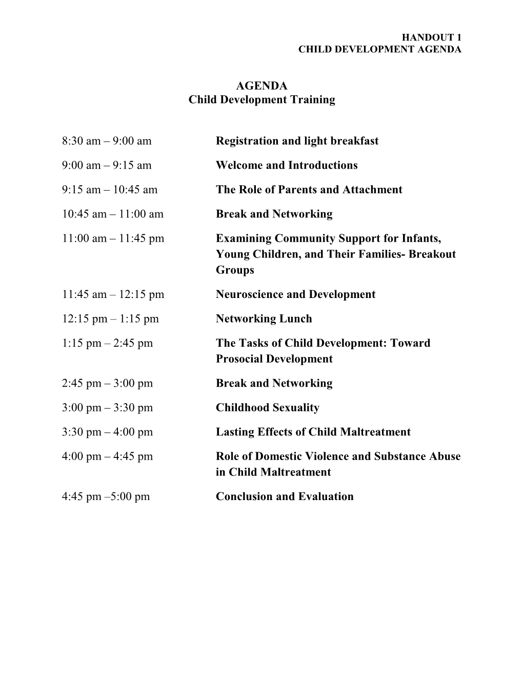 Child Development Agenda