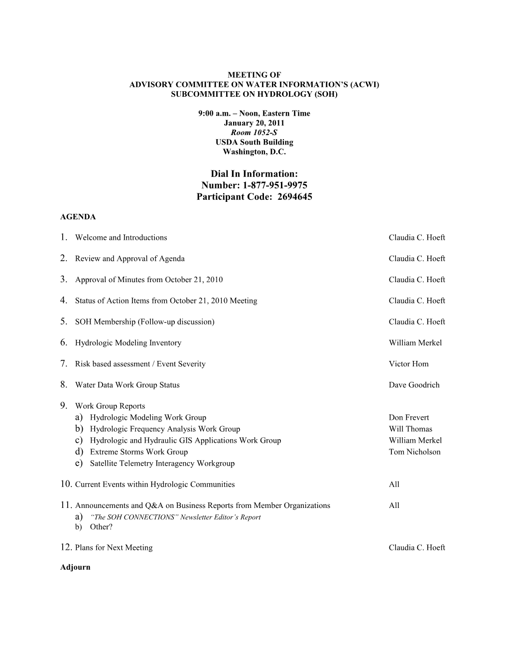 Advisory Committee on Water Information S (Acwi)