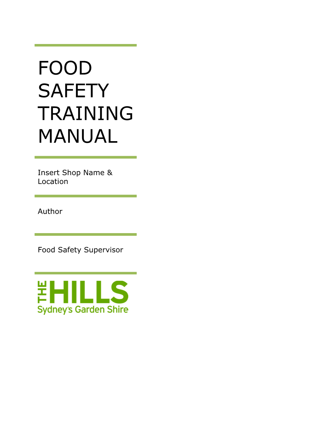 Food Safety Training Manual