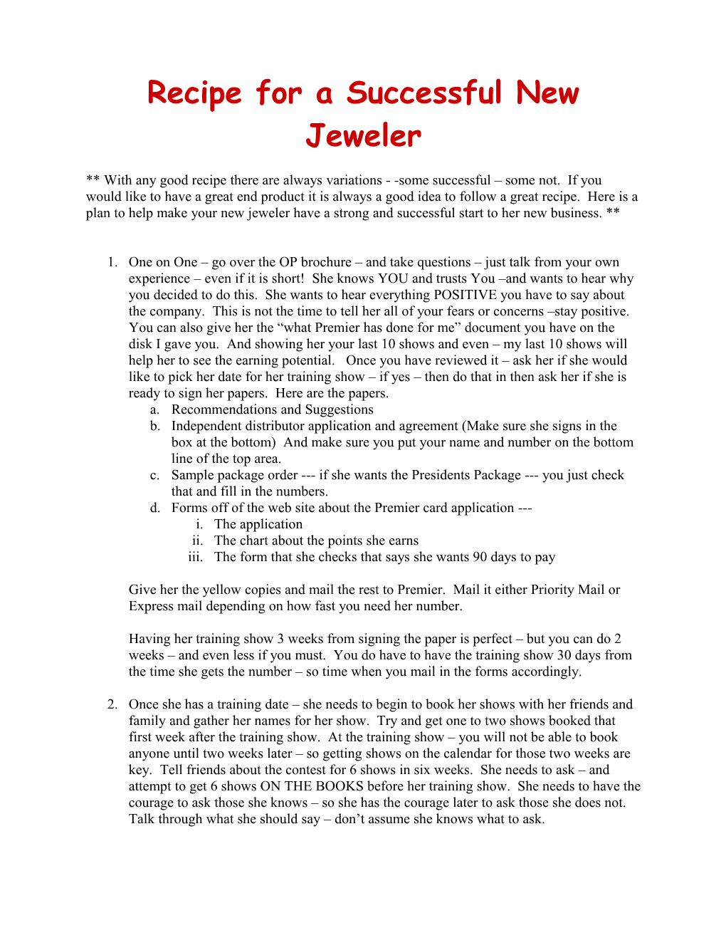 Recipe for a Successful New Jeweler