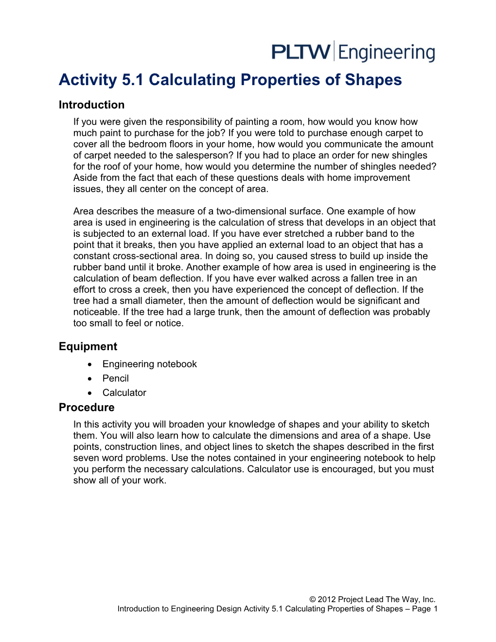 Activity 5.1 Calculating Properties of Shapes