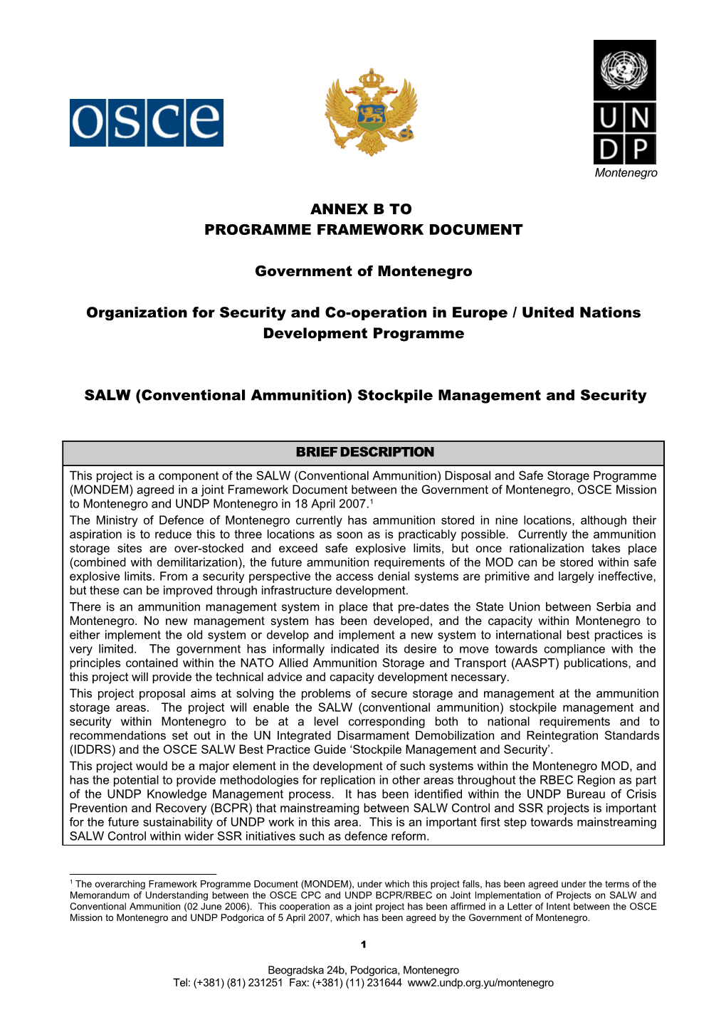 Organization for Security and Co-Operation in Europe / United Nations Development Programme