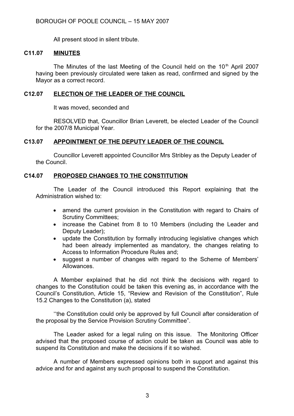 Minutes of the Meeting of the Annual Council