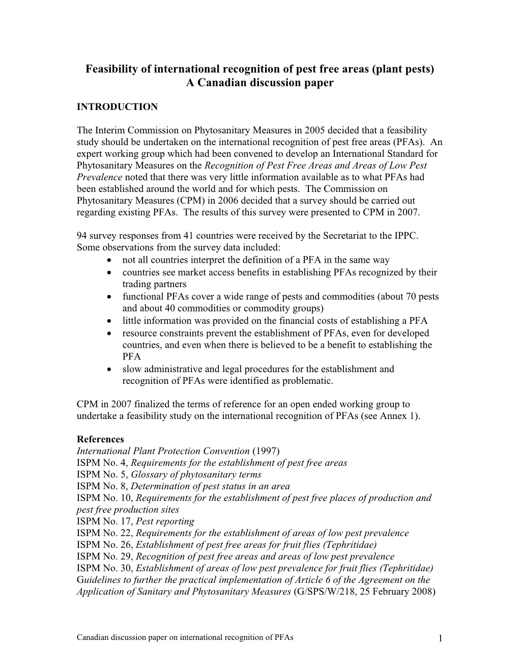 Terms of Reference for the Open-Ended Working Group on the Feasibility of International