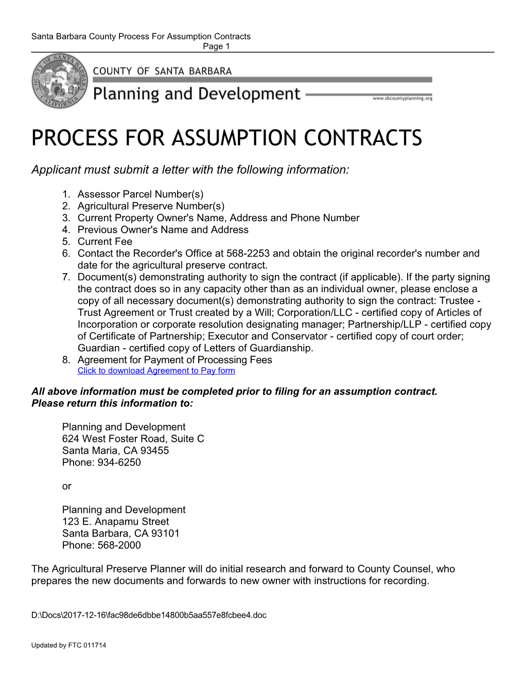 Assumption Contract Form & Requirements