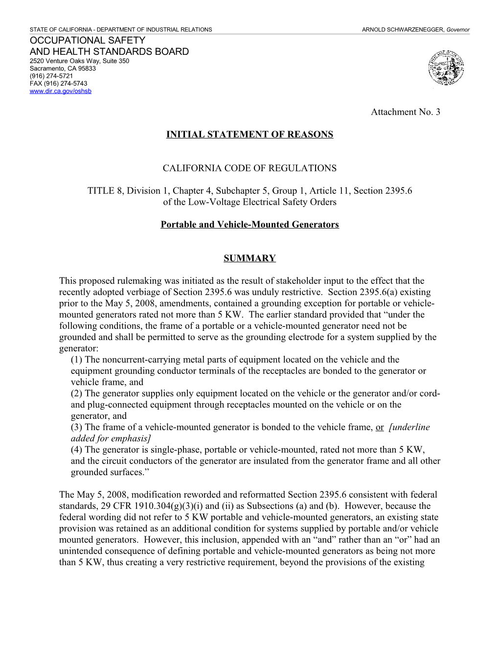 STATE of CALIFORNIA - DEPARTMENT of INDUSTRIAL RELATIONS ARNOLD SCHWARZENEGGER, Governor s19