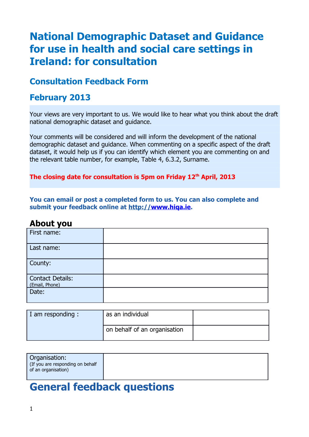 Consultation Feedback Form