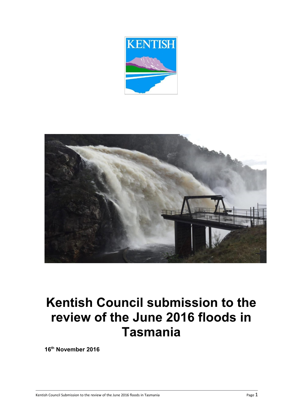 Kentish Council Submission to the Review of the June 2016 Floods in Tasmania