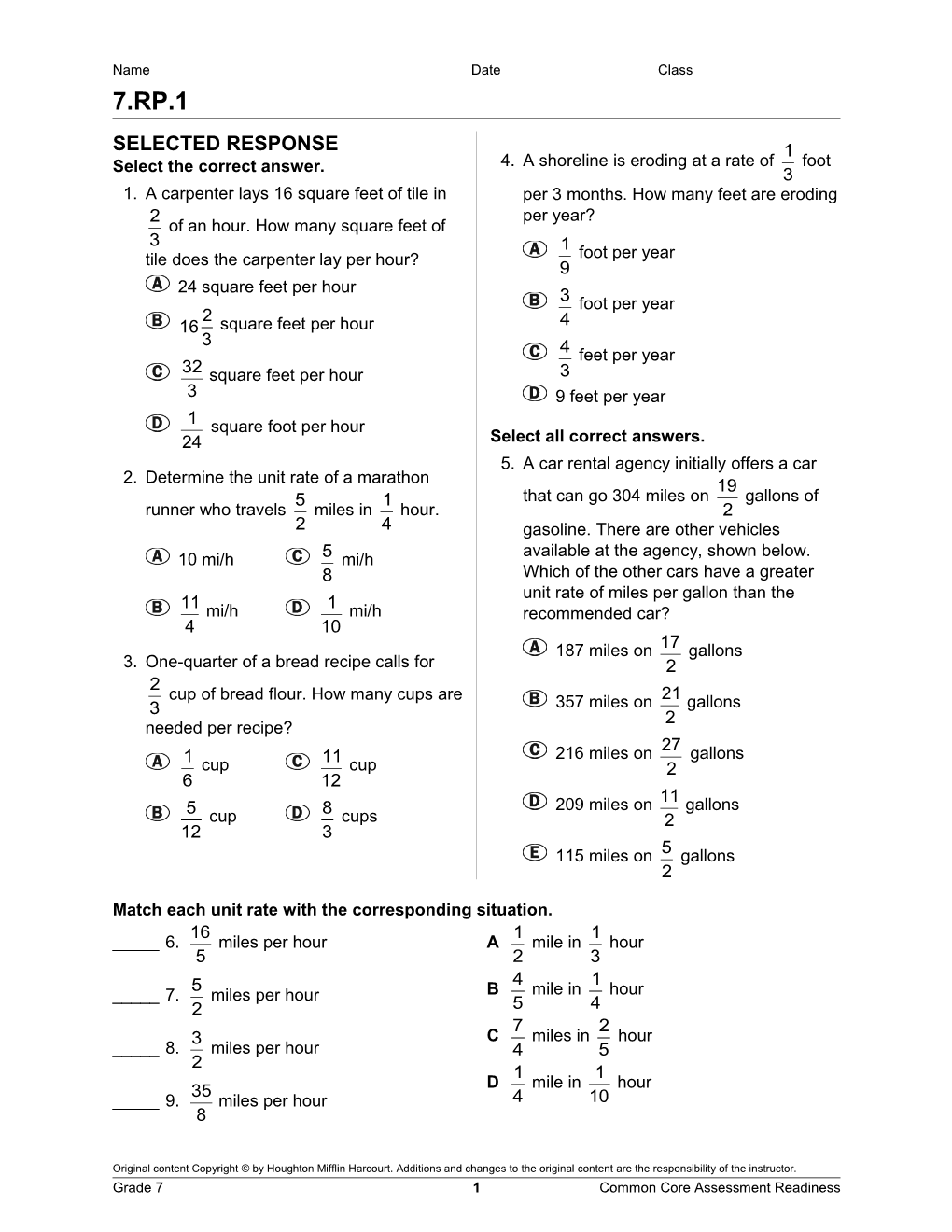 Grade 7 1 Common Core Assessment Readiness