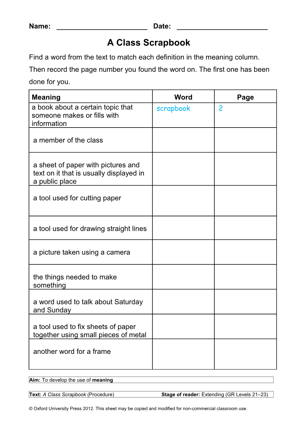 Activity Sheets Levels 9-11 s1