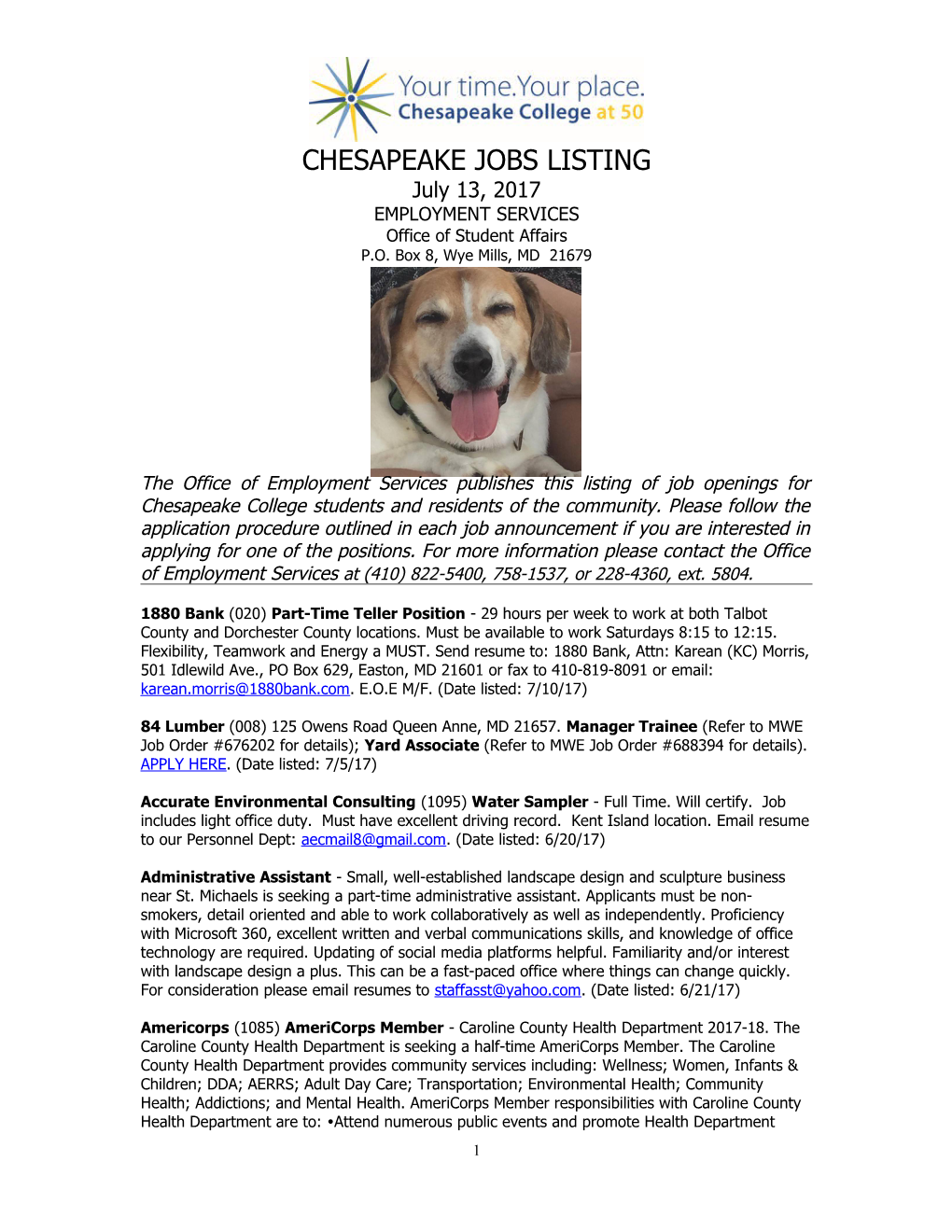 Chesapeake Jobs Listing