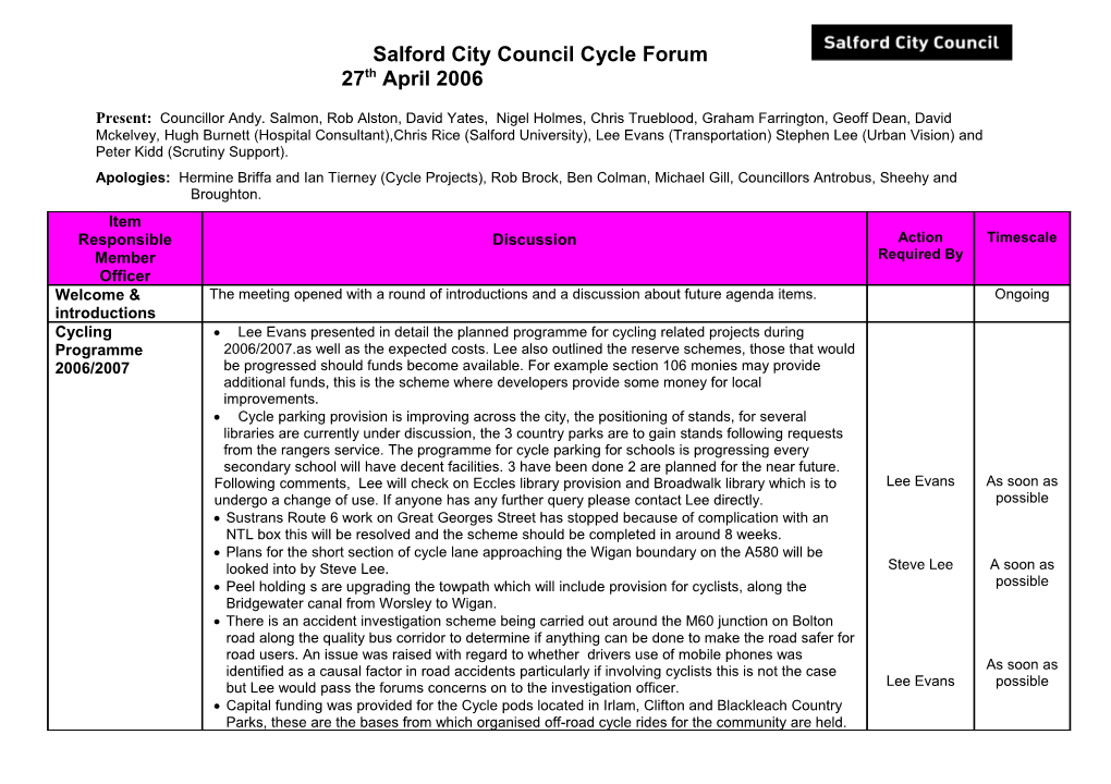 Salford City Council Cycle Forum
