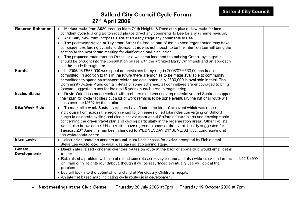 Salford City Council Cycle Forum