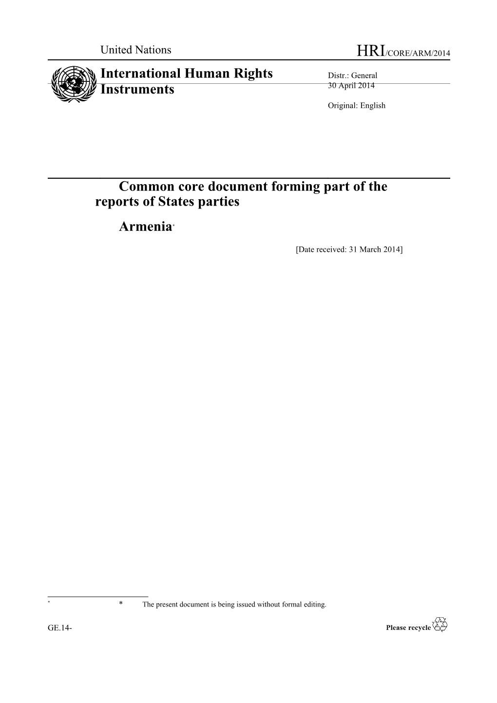 Common Core Document Forming Part of the Reports of States Parties s1