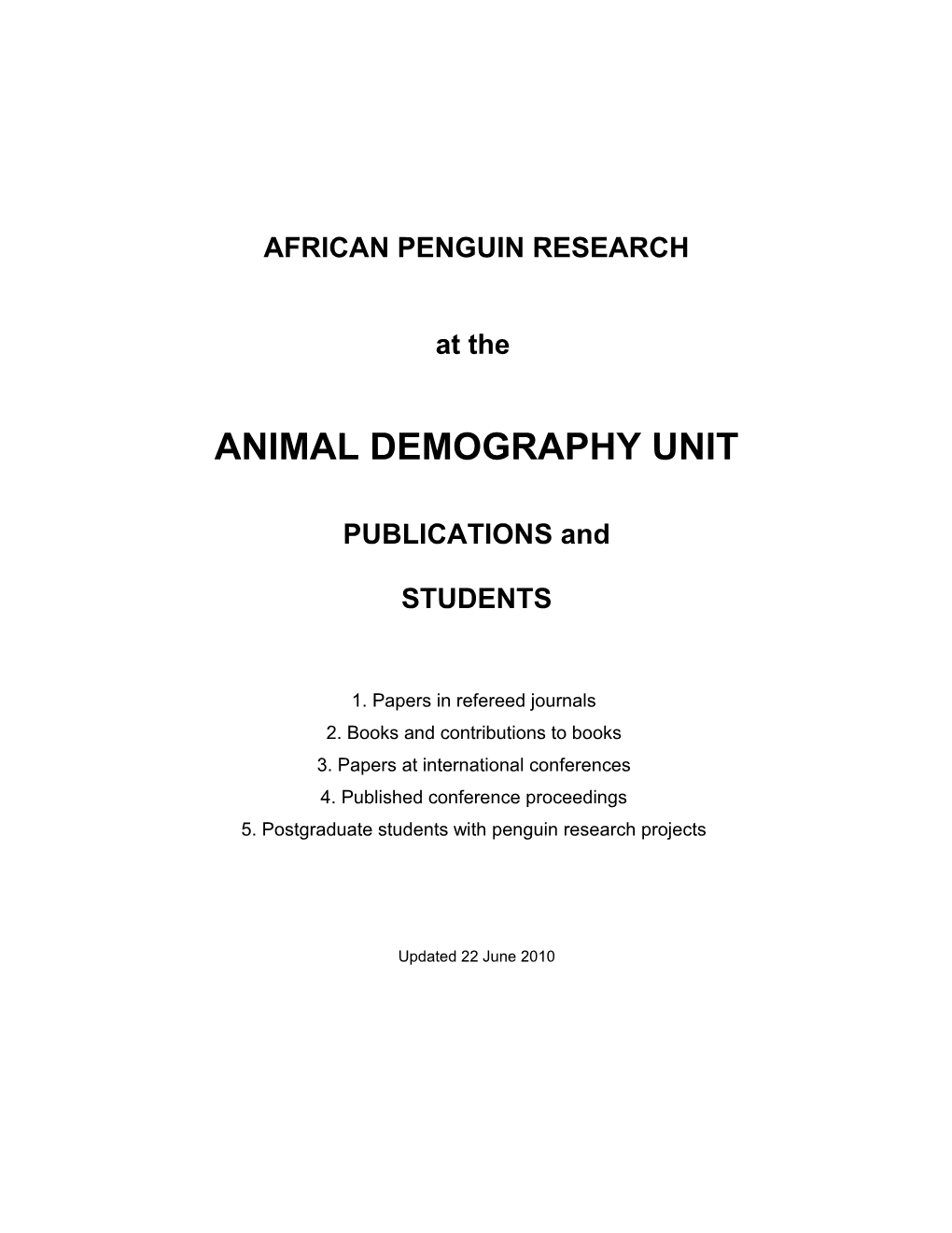 African Penguin Research
