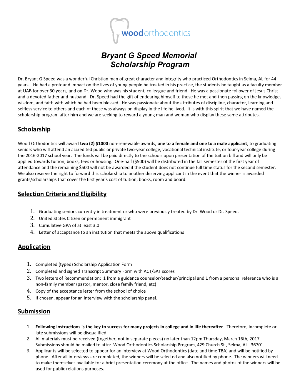 Bryant G Speed Memorial