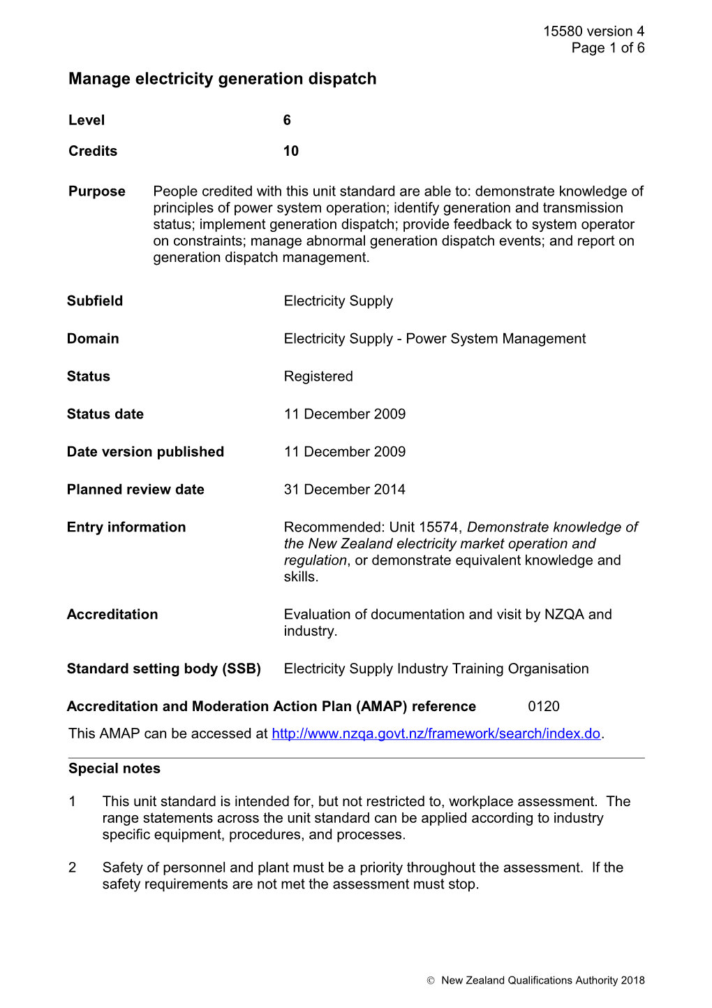 15580 Manage Electricity Generation Dispatch