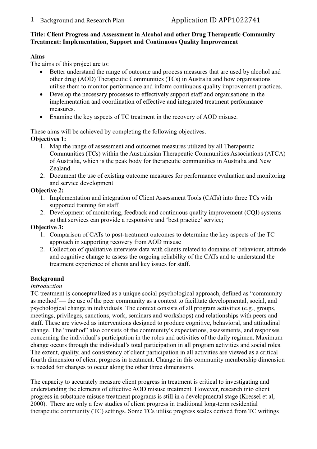 Title: Client Progress and Assessment in Alcohol and Other Drug Therapeutic Community Treatment