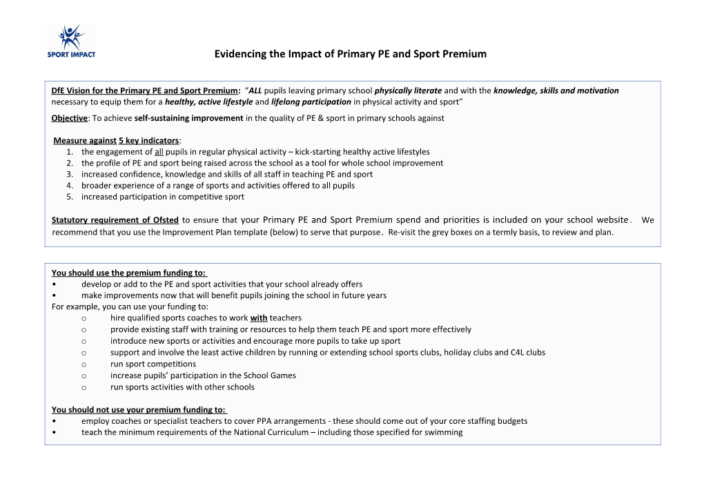 Evidencing the Impact of Primary PE and Sport Premium