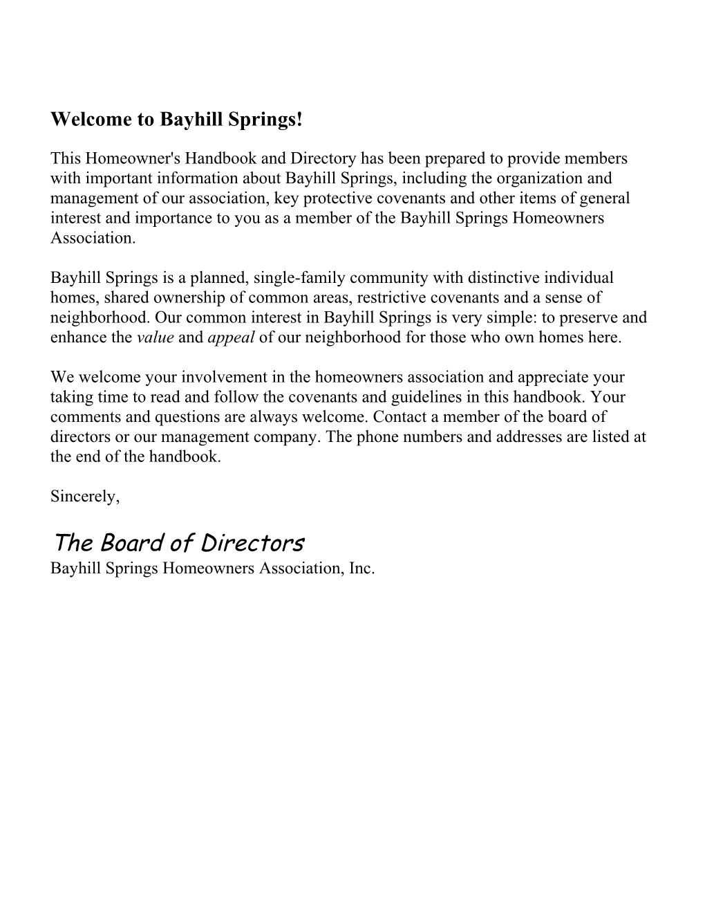 Welcome to Bayhill Springs!