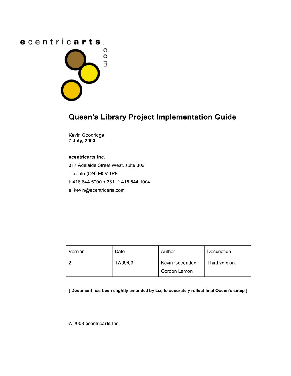 Queen S Library Project Implementation Guide