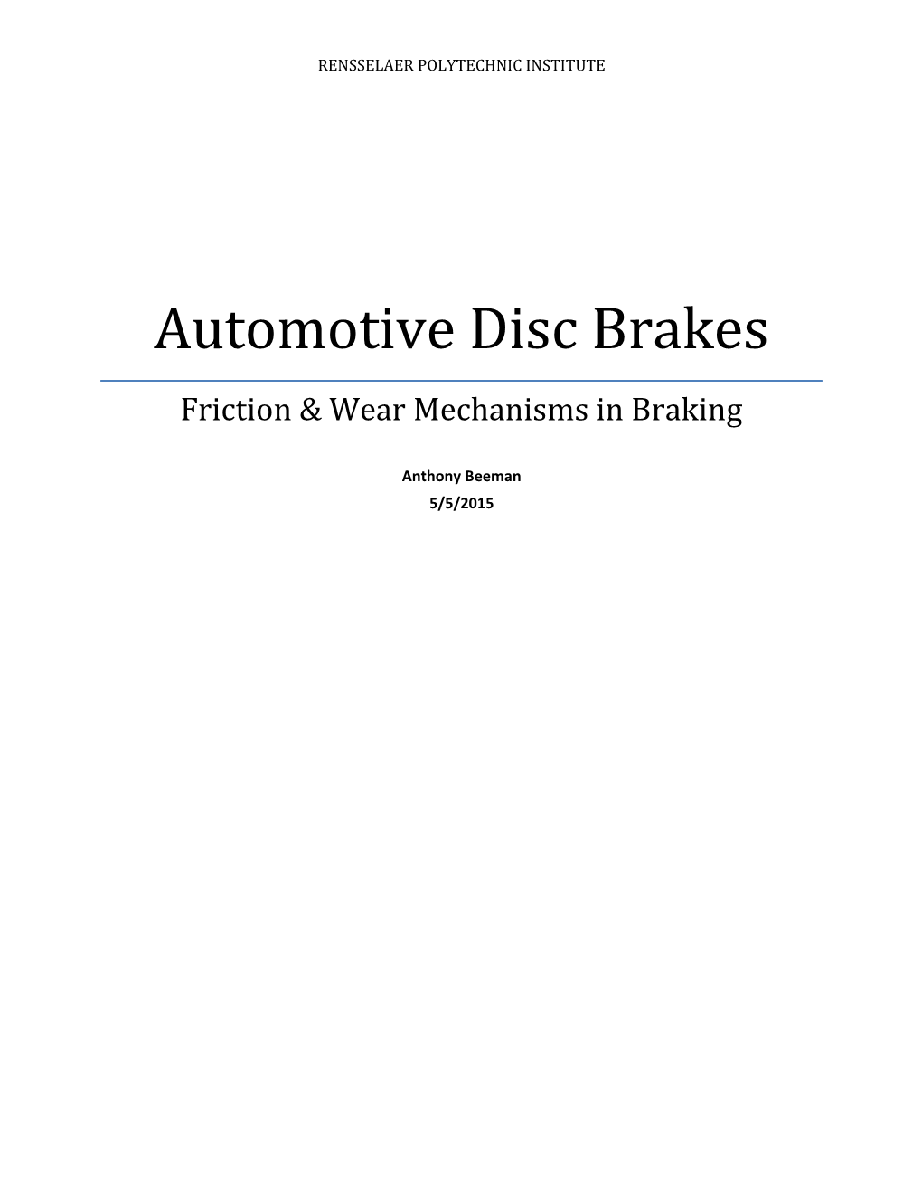 Automotive Disc Brakes