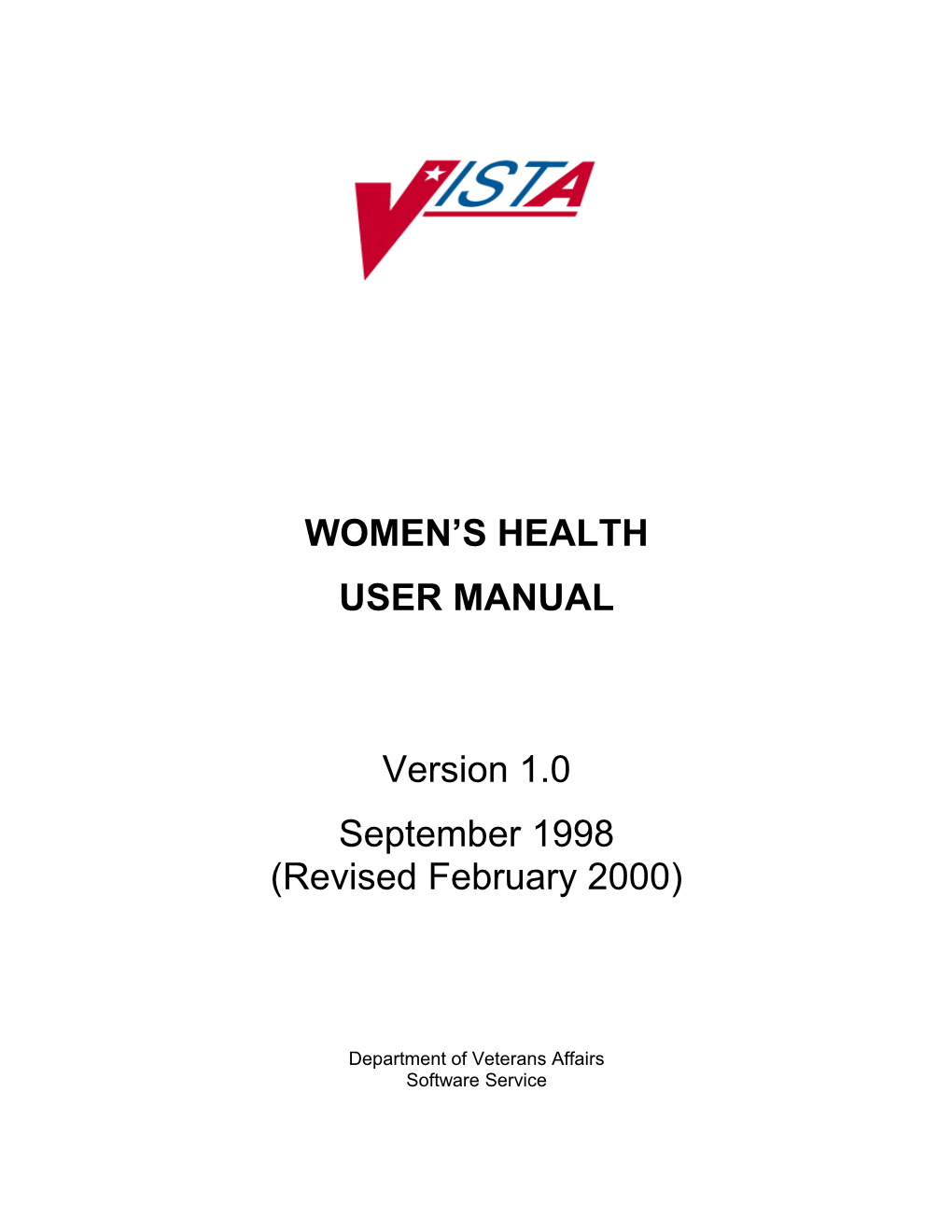 Women Veterans Health V1.0 User Manual
