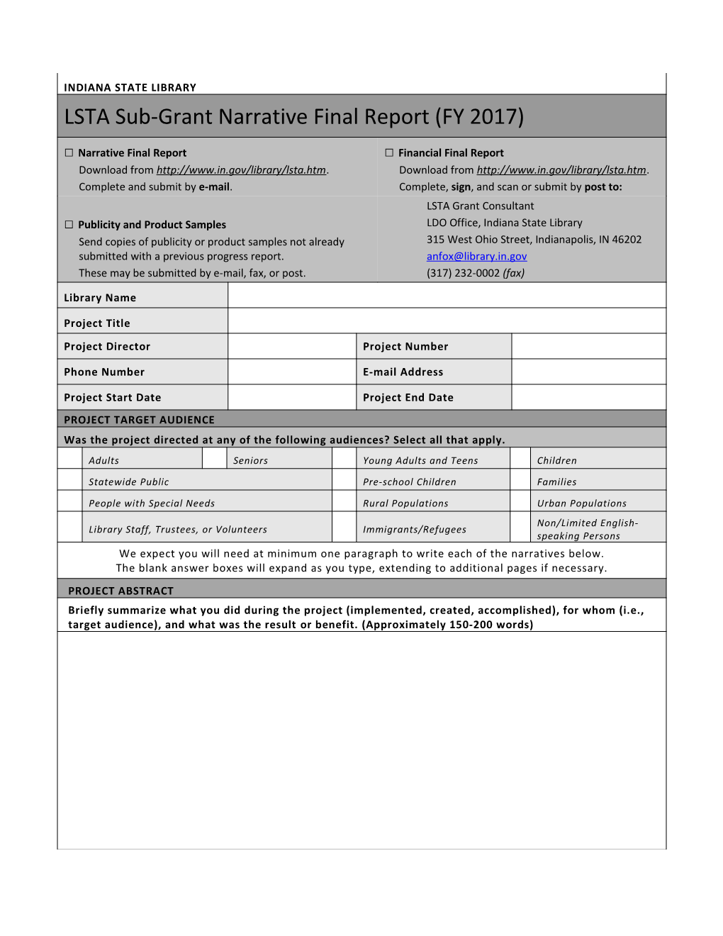 LSTA Sub-Grant Narrative Final Report (FY 2017)