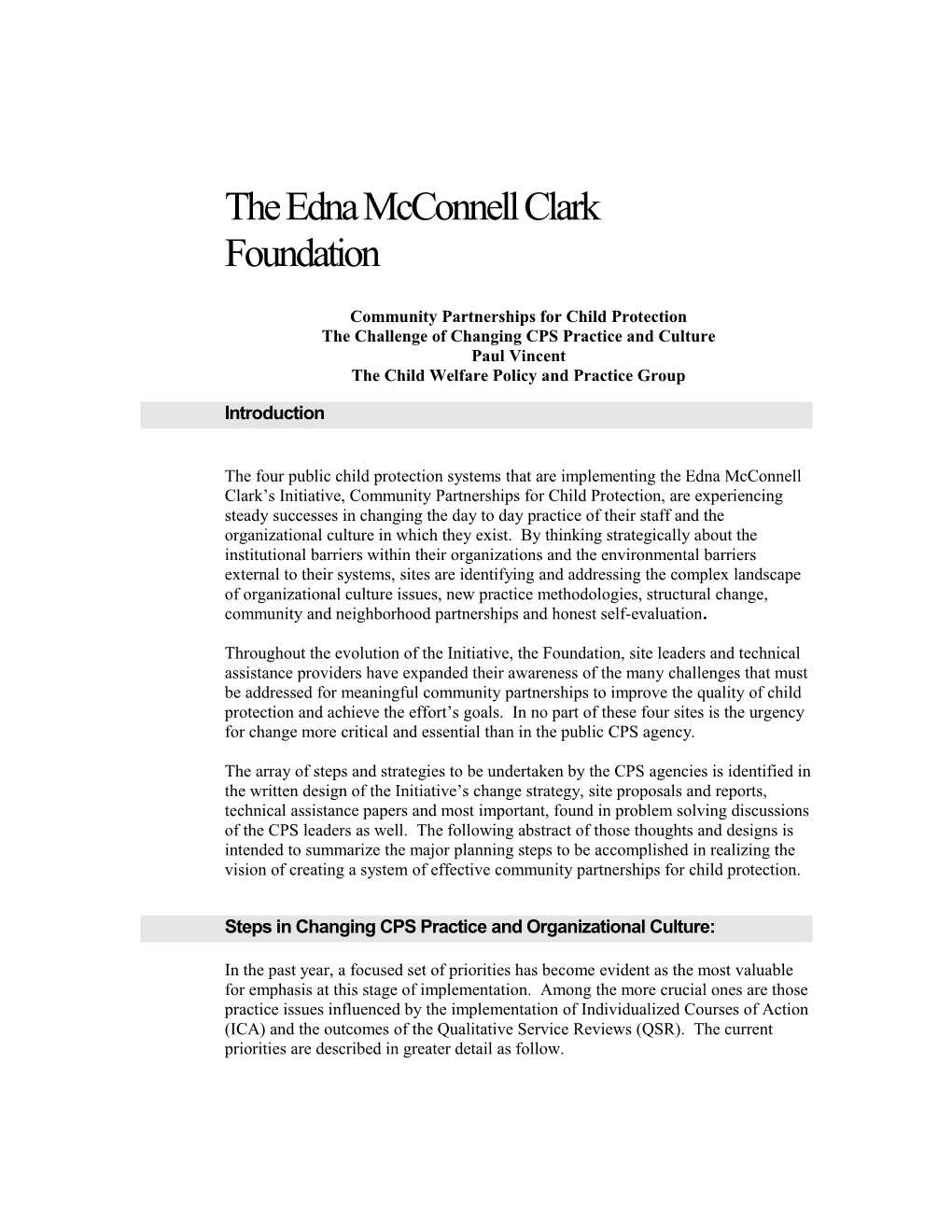 The Edna Mcconnell Clark Foundation