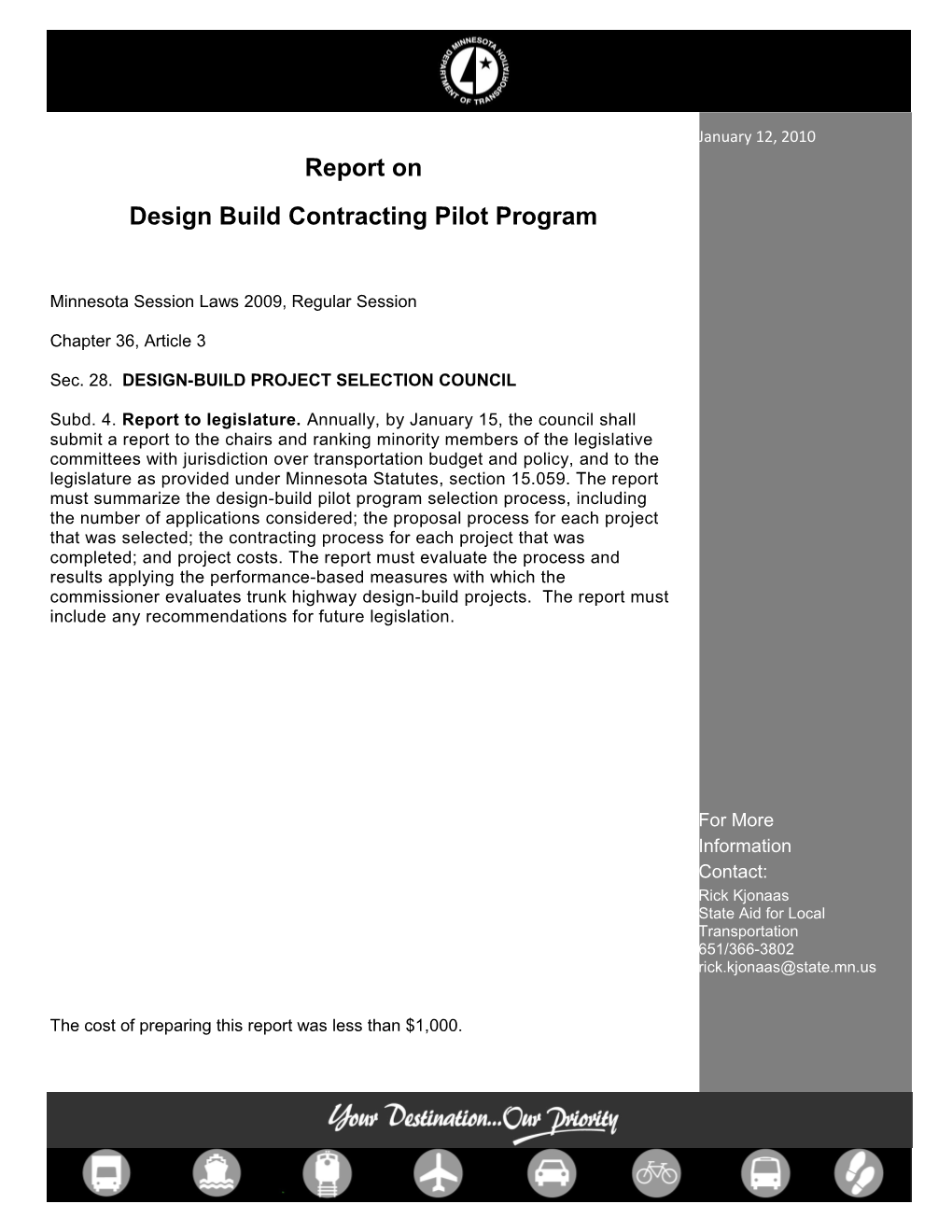 Design Build Contracting Pilot Program