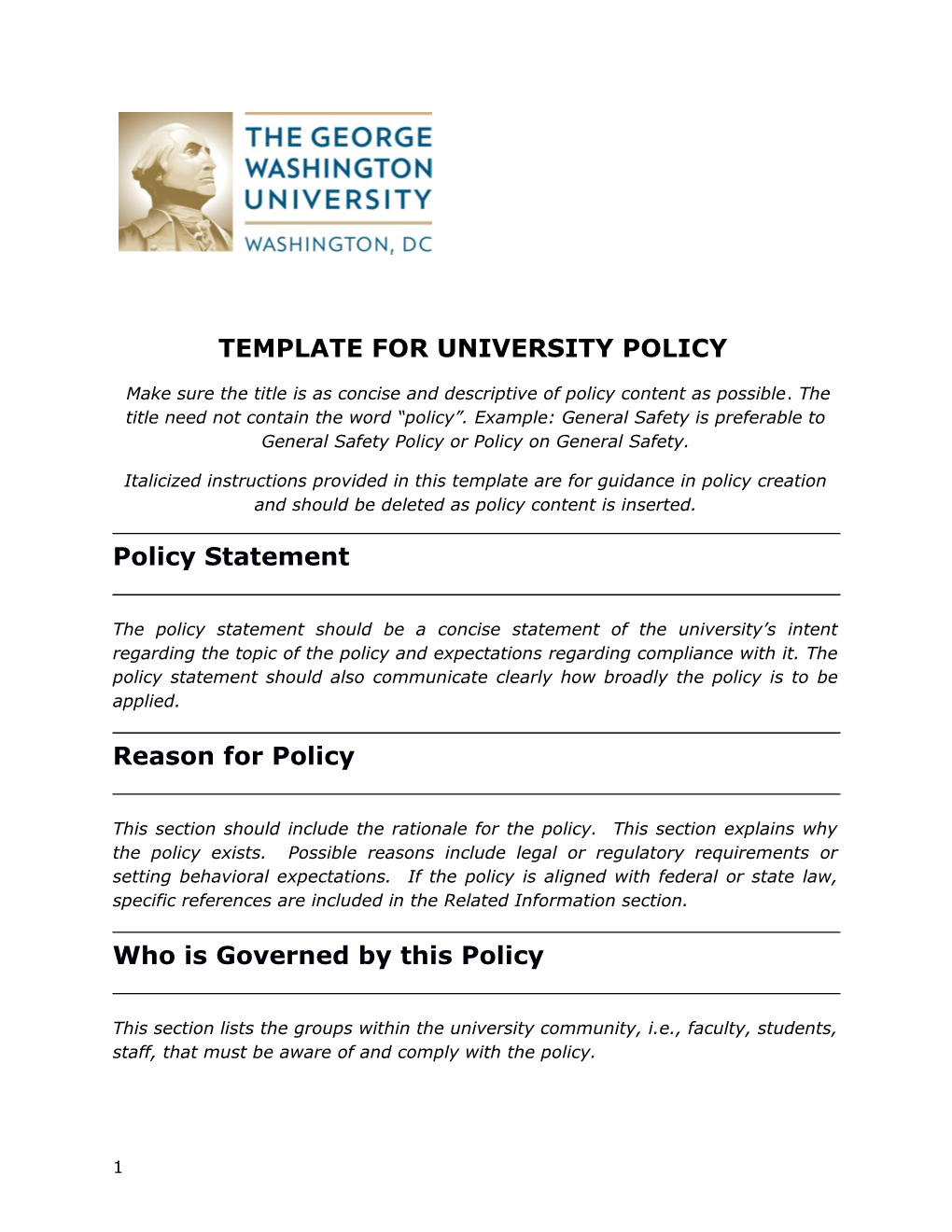 Template for University Policy