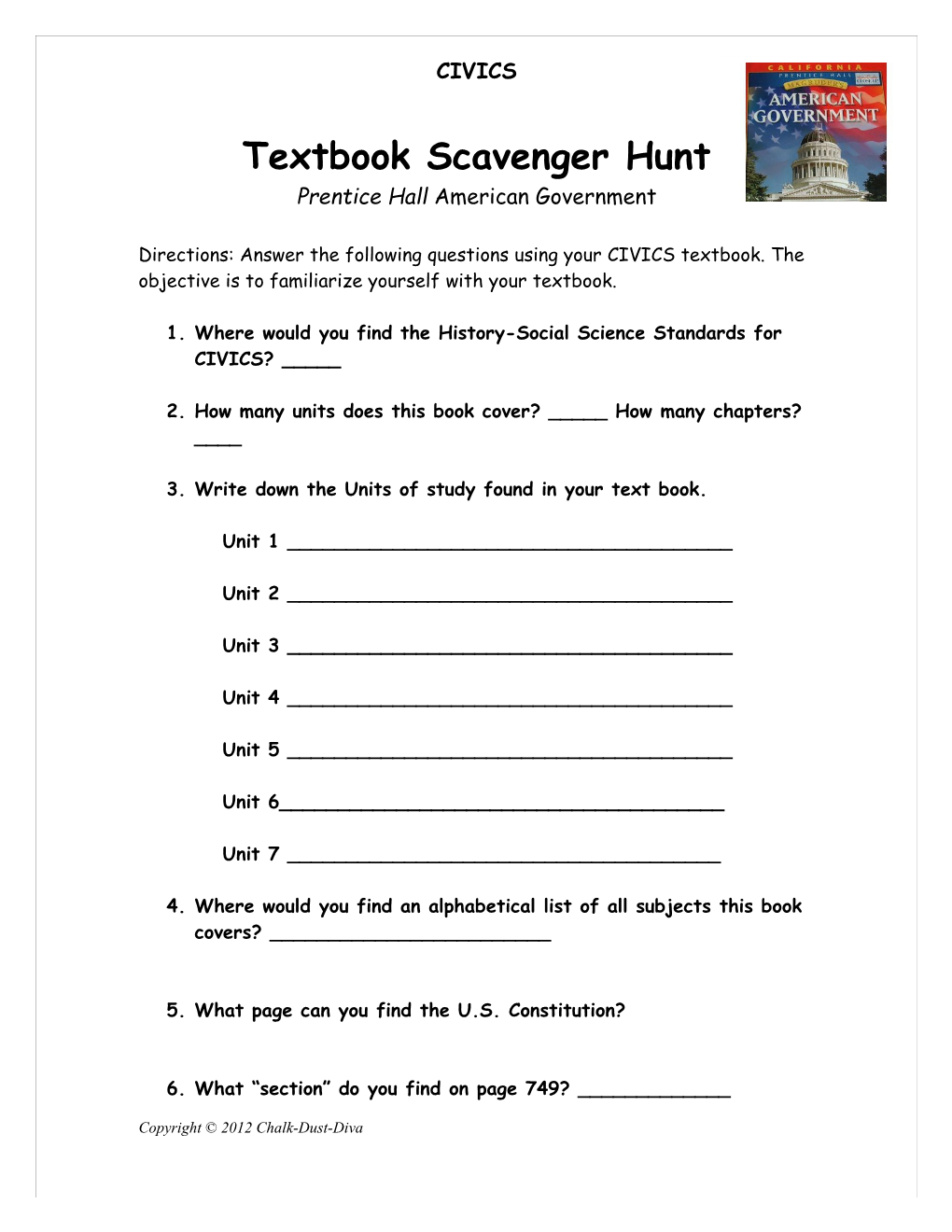 Textbook Scavenger Hunt