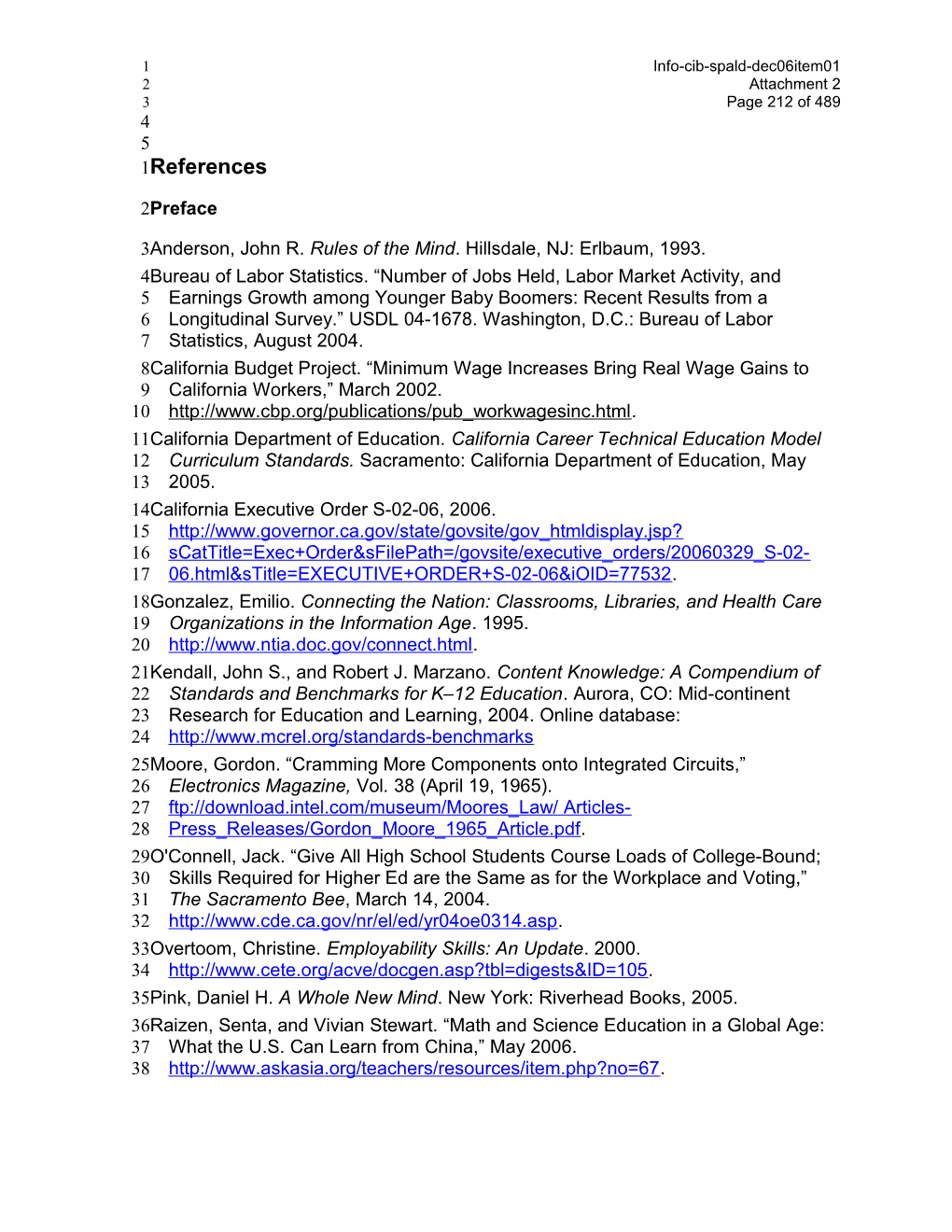 December 2006 SPALD Item 1 Attachment 2X - Information Memorandum (CA State Board of Education)