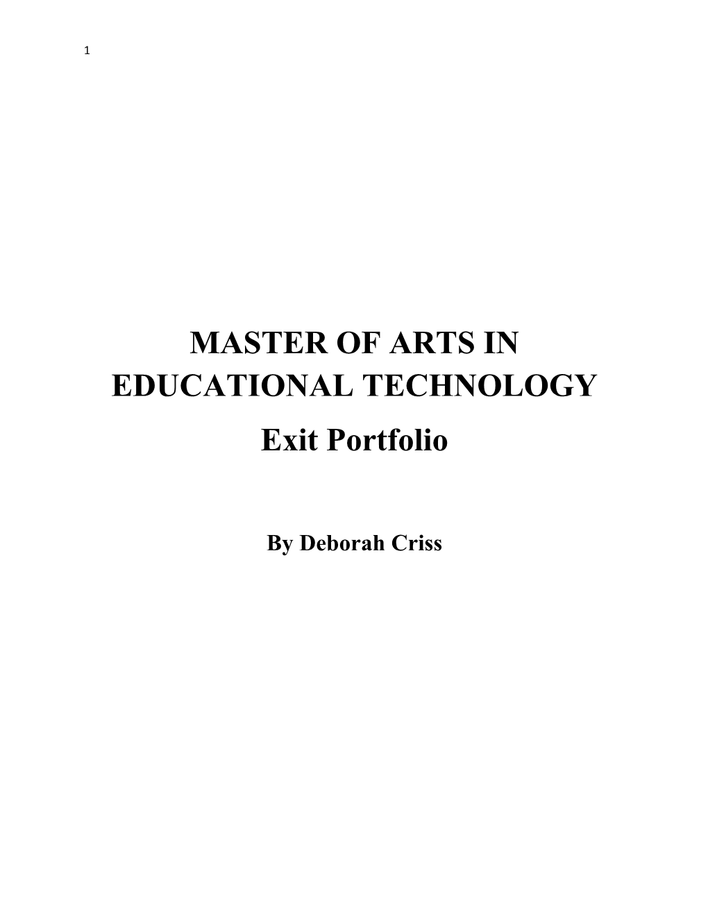 Master of Arts in Educational Technology