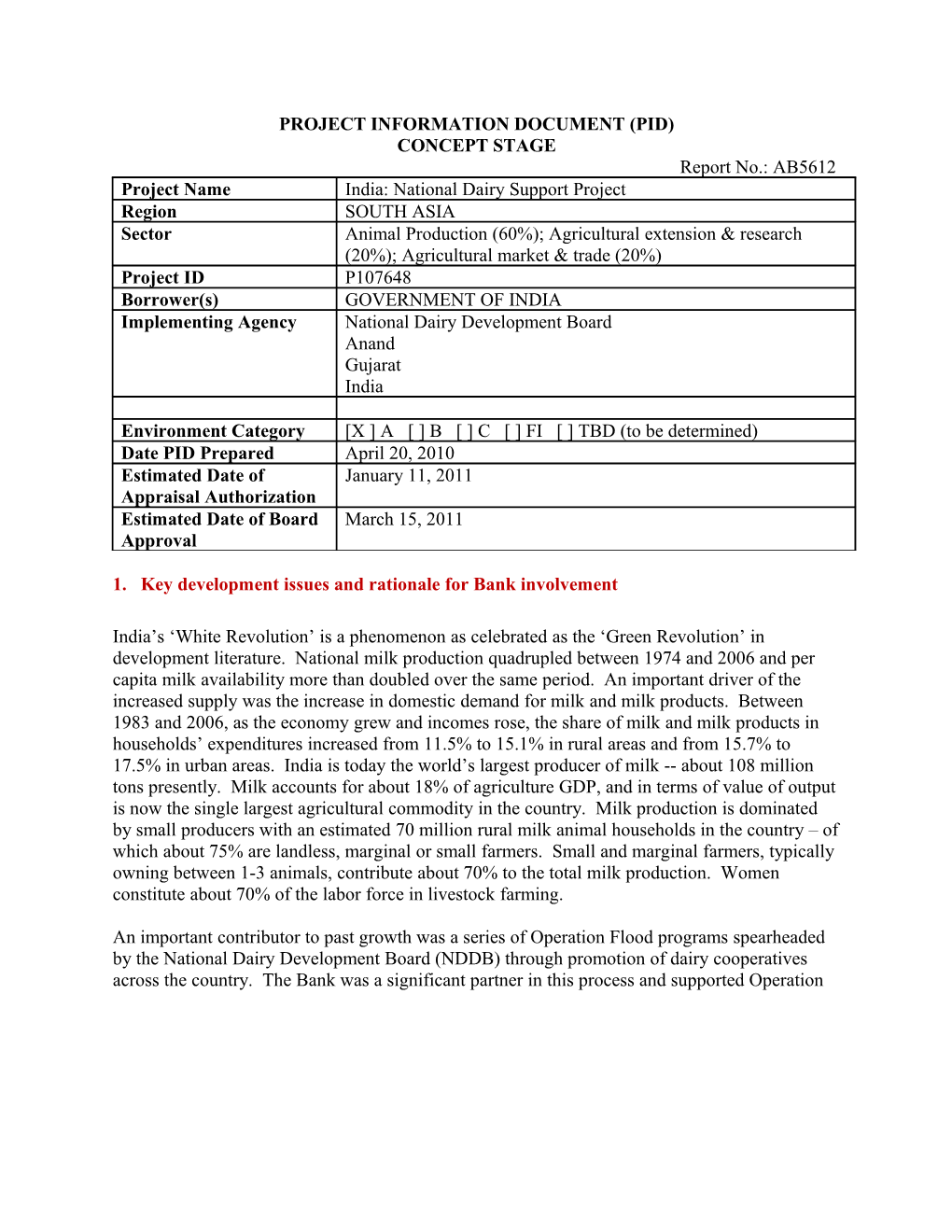 Project Information Document (Pid) s57