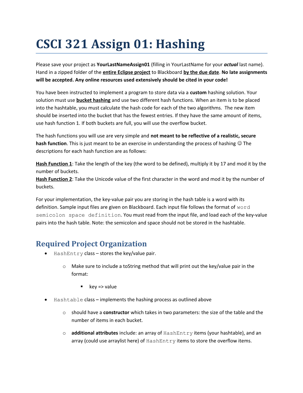 CSCI 321 Assign 01: Hashing
