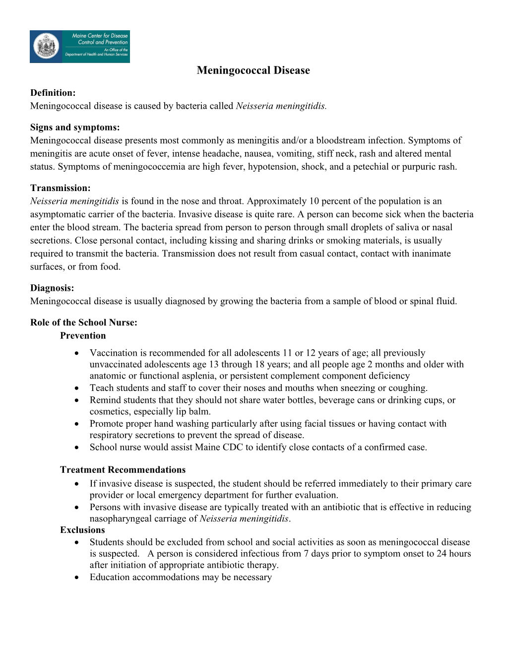 Meningococcal Disease