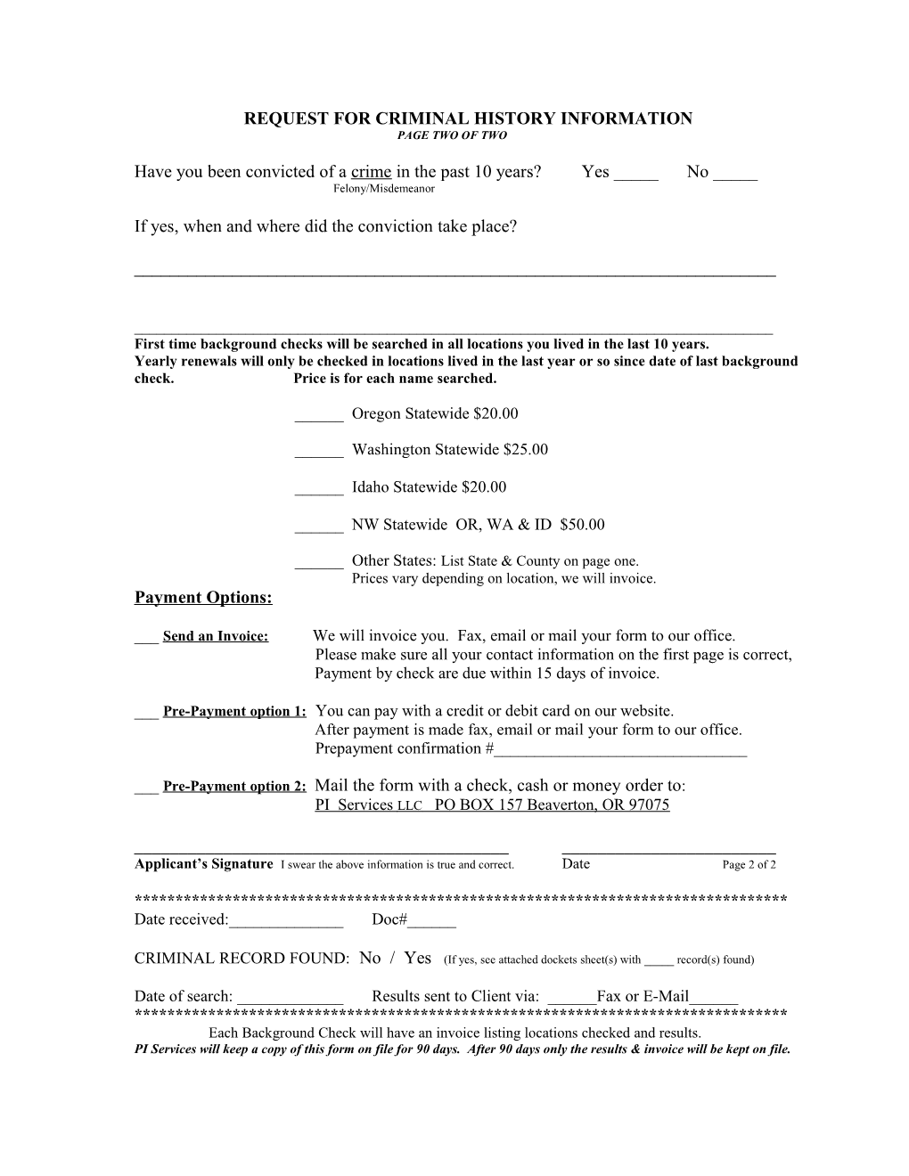 Request for Criminal History Information s1